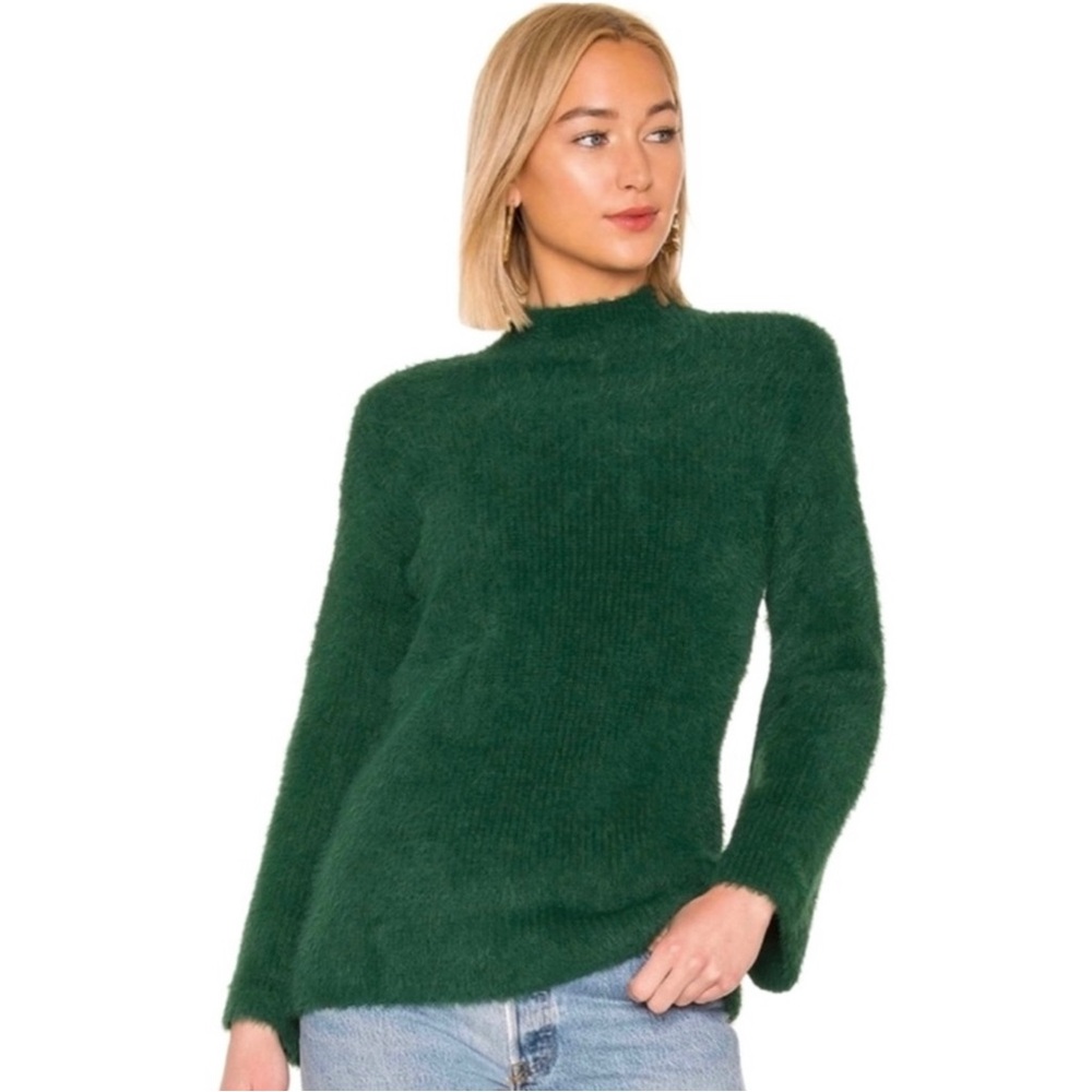 NEW LOVERS + FRIENDS REVOLVE GREEN FUZZY MOCK NECK SWEATER